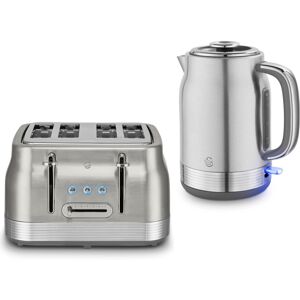 Swan Retro Revive Stainless Steel Jug 1.7l Kettle & 4 Slice Toaster Set Silver Swan Retro Revive Stainless Steel Jug 1.7l Kettle & 4 Slice Toaster Set Silver