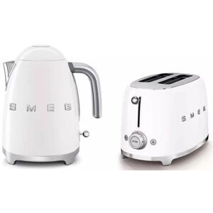 Smeg Klf03whuk 3kw Kettle/tsf01whuk 2 Slice Toaster Set In White Smeg Klf03whuk 3kw Kettle/tsf01whuk 2 Slice Toaster Set In White