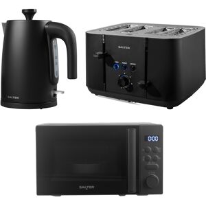Salter 1.7l Kettle 4-Slice Toaster Microwave Set Kitchen Rapid Boil Black Salter 1.7l Kettle 4-Slice Toaster Microwave Set Kitchen Rapid Boil Black