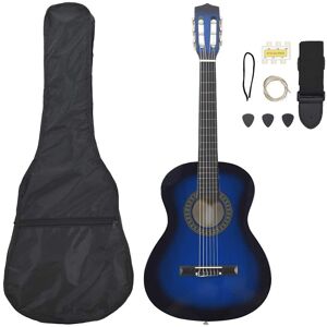 Vidaxl 8 Piece Classical Guitar Beginner Set Blue 3/4 36\ Vidaxl 8 Piece Classical Guitar Beginner Set Blue 3/4 36\