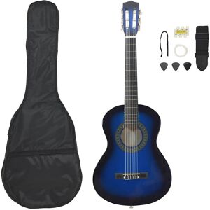 Vidaxl 8 Piece Classical Guitar Beginner Set Blue 1/2 34\ Vidaxl 8 Piece Classical Guitar Beginner Set Blue 1/2 34\