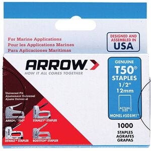 Arrow T50m 508m Monel Staples 12mm (1/2in) (Box 1000) Arrt5012ms Arrow T50m 508m Monel Staples 12mm (1/2in) (Box 1000) Arrt5012ms