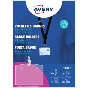 Avery 90 X 60mm Badge Holders With Lanyards, Plus 16 Inserts (4825) Avery 90 X 60mm Badge Holders With Lanyards, Plus 16 Inserts (4825)
