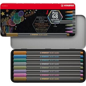 Stabilo Pen 68 Metallic - Premium Metallic Fibre-Tip Pen - Tin Of 8 - Assorted Stabilo Pen 68 Metallic - Premium Metallic Fibre-Tip Pen - Tin Of 8 - Assorted