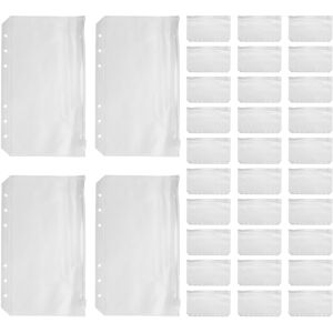 2x(34 Pcs Binder Pockets A6 Size 6 Holes Zipper Binder Pouch Folders Clear 4531 2x(34 Pcs Binder Pockets A6 Size 6 Holes Zipper Binder Pouch Folders Clear 4531
