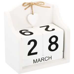 Uxcell Vintage Wood Block Perpetual Calendar, Reusable Wooden Blocks Style 6, White Uxcell Vintage Wood Block Perpetual Calendar, Reusable Wooden Blocks Style 6, White