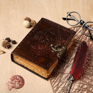 Purpledip Leather Diary Journal With Emboss Design 'Sorceress': Handmade Tree-F Purpledip Leather Diary Journal With Emboss Design 'Sorceress': Handmade Tree-F