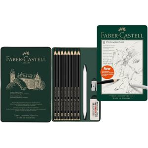 Faber Castell Art & Graphic Pitt Graphite Matt Pencil, Matt Graphite, Tin Of 11 Faber Castell Art & Graphic Pitt Graphite Matt Pencil, Matt Graphite, Tin Of 11