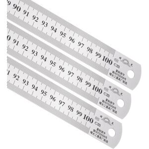 2pcs Stainless Steel Ruler 100cm/40\" X 1/25\" X 1-1/7\" Double Reading Straight 2pcs Stainless Steel Ruler 100cm/40\" X 1/25\" X 1-1/7\" Double Reading Straight