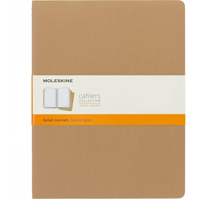 Moleskine Cahier Xxl Journal Set Of 3 Ruled Notebooks 216 X 279mm - Kraft Brown Moleskine Cahier Xxl Journal Set Of 3 Ruled Notebooks 216 X 279mm - Kraft Brown