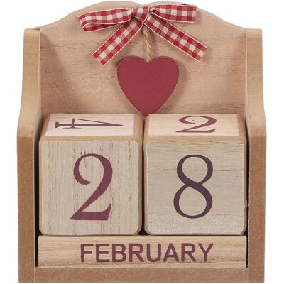 Uxcell Wooden Desk Calendar Block Perpetual With 5 Blocks & Heart, Natural Uxcell Wooden Desk Calendar Block Perpetual With 5 Blocks & Heart, Natural