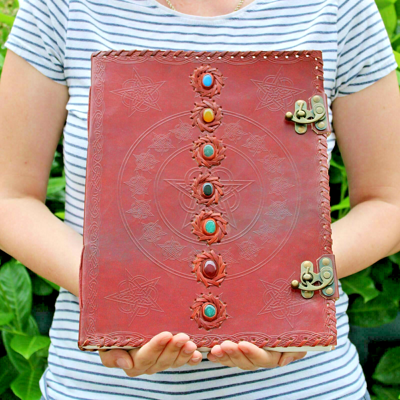 Ancient Wisdom Real Leather Book Huge 7 Chakra 10x13\" (200 Pages) Journal Diary Sketch Visitor Ancient Wisdom Real Leather Book Huge 7 Chakra 10x13\" (200 Pages) Journal Diary Sketch Visitor