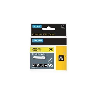 Dymo 18491 19mm X 3.5m Black On Yellow Flexible Nylon Tape Dymo 18491 19mm X 3.5m Black On Yellow Flexible Nylon Tape