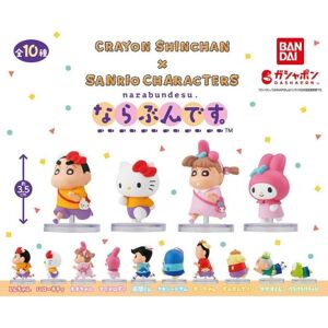 Bandai Narabundesu Crayon Shin Chan X Sanrio Characters Complete Set Figure Capsule Toy Bandai Narabundesu Crayon Shin Chan X Sanrio Characters Complete Set Figure Capsule Toy