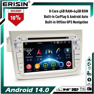 Erisin Android 14 64gb 8-Core Car Stereo Satnav Dvd Dab+ Bluetooth For Alfa Romeo Mito Erisin Android 14 64gb 8-Core Car Stereo Satnav Dvd Dab+ Bluetooth For Alfa Romeo Mito