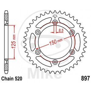 Jt Crown Z42 520 Black D.Int. 125 727.56.21 For Ktm 250 Sx 2t 1993-2021 Jt Crown Z42 520 Black D.Int. 125 727.56.21 For Ktm 250 Sx 2t 1993-2021