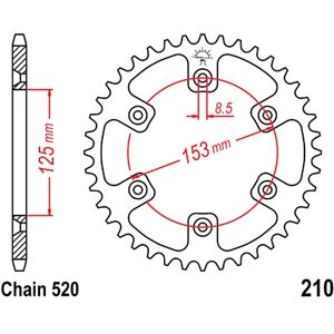 Jt Z51 520 Black Crown D.Int. 125 727.63.30 For Honda 250 Crf R 2004-2023 Jt Z51 520 Black Crown D.Int. 125 727.63.30 For Honda 250 Crf R 2004-2023