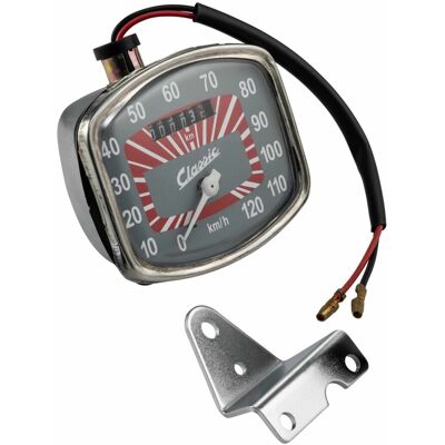 SIP Spareparts VDO tachometer - scale 120 km/h - chrome tachoring - connection 2.7mm tachowelle - Tachometer SIP Spareparts VDO tachometer - scale 120 km/h - chrome tachoring - connection 2.7mm tachowelle - Tachometer
