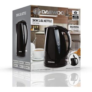 Daewoo Balmoral Electric Jug Kettle Plastic 3000 W 1.6 L, Black - Sda1750 Daewoo Balmoral Electric Jug Kettle Plastic 3000 W 1.6 L, Black - Sda1750