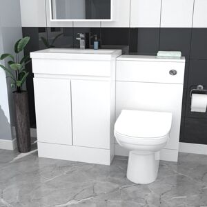 Nes Home White Freestanding Pvc 600mm 2 Doors Vanity & Wc Unit & Btw Toilet Nes Home White Freestanding Pvc 600mm 2 Doors Vanity & Wc Unit & Btw Toilet