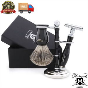 Haryali London Vintage Shaving Set Double Edged Safety Razors, Badger Shaving Brush With Stand Haryali London Vintage Shaving Set Double Edged Safety Razors, Badger Shaving Brush With Stand