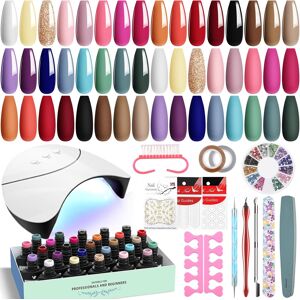 Care+ Gel Nail Polish Set With Lamp Starter Kit 24 Colours Nude Pink Red Brown Complet Care+ Gel Nail Polish Set With Lamp Starter Kit 24 Colours Nude Pink Red Brown Complet