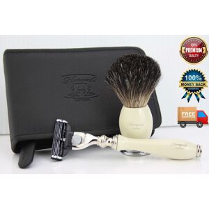 Haryali London Men'S Shaving Badger Brush Kit, 3 Edge Compatible Razor Beard Grooming Shave Set Haryali London Men'S Shaving Badger Brush Kit, 3 Edge Compatible Razor Beard Grooming Shave Set