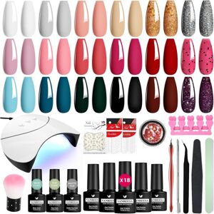Vanreesa Gel Nail Polish Set With Lamp Starter Kit, 18 Colours Gel Nail Kit Cla Vanreesa Gel Nail Polish Set With Lamp Starter Kit, 18 Colours Gel Nail Kit Cla