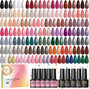 Peacecolor 60pcs Gel Nail Polish Set: Gel Nail Polish Starter Kit White Nude Gli Peacecolor 60pcs Gel Nail Polish Set: Gel Nail Polish Starter Kit White Nude Gli