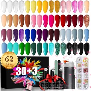 Comozon 62 Pcs Uv Gel Nail Polish Set 30 Colours Glossy & Matte Top Coat Gift Women Comozon 62 Pcs Uv Gel Nail Polish Set 30 Colours Glossy & Matte Top Coat Gift Women