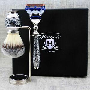 Haryali London Vintage Shaving Kit - Synthetic Hair Shave Brush, 5 Edge Razor Gift Set For Mens Haryali London Vintage Shaving Kit - Synthetic Hair Shave Brush, 5 Edge Razor Gift Set For Mens