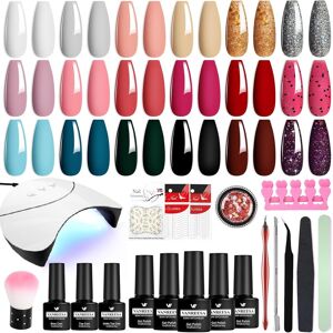 Vanreesa Gel Nail Polish Set With Lamp Starter Kit, 18 Colours Gel Nail Kit Cla Vanreesa Gel Nail Polish Set With Lamp Starter Kit, 18 Colours Gel Nail Kit Cla