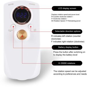 Care+ 35000rpm Electric Nail File Rechargeable Forward Reverse Lcd Display Manicure Care+ 35000rpm Electric Nail File Rechargeable Forward Reverse Lcd Display Manicure