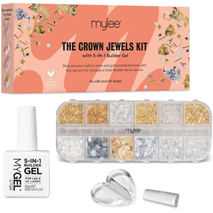 Mylee Crown Jewels Nail Art Kit, 12-Piece Set + 5 In 1 Clear Builder Gel, Silver Mylee Crown Jewels Nail Art Kit, 12-Piece Set + 5 In 1 Clear Builder Gel, Silver