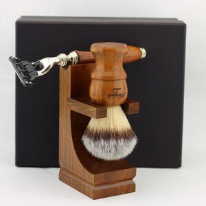 Haryali London Shaving Kit Synthetic Silver Tip Brush 3 Edges Safety Razor Wooden Shaving Stand Haryali London Shaving Kit Synthetic Silver Tip Brush 3 Edges Safety Razor Wooden Shaving Stand
