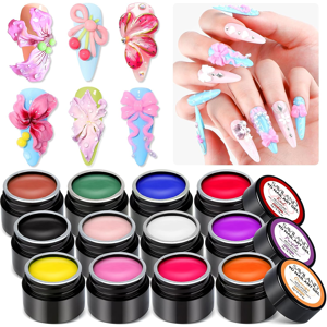 Does Not Apply 12 Colors 3d Nail Gel Kit : Sculpture Carved Nail Gel Non-Sticky Soak Off 3d Gel Does Not Apply 12 Colors 3d Nail Gel Kit : Sculpture Carved Nail Gel Non-Sticky Soak Off 3d Gel