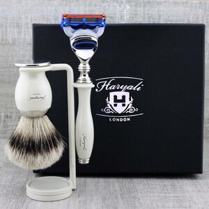 Haryali London Men Shaving Kit Silver Tip Shaving Brush Cartridge Safety Razor Set Holder Stand Haryali London Men Shaving Kit Silver Tip Shaving Brush Cartridge Safety Razor Set Holder Stand