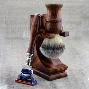 Haryali London 3 Pc Wooden Shaving Set Synthetic Hair Brush, 5 Edge Safety Razor & Stand Holder Haryali London 3 Pc Wooden Shaving Set Synthetic Hair Brush, 5 Edge Safety Razor & Stand Holder