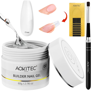 Aokitec Building Gel Kit: 60g Builder Hard Gel With Brush Nail Forms For Creating C-Arc Aokitec Building Gel Kit: 60g Builder Hard Gel With Brush Nail Forms For Creating C-Arc