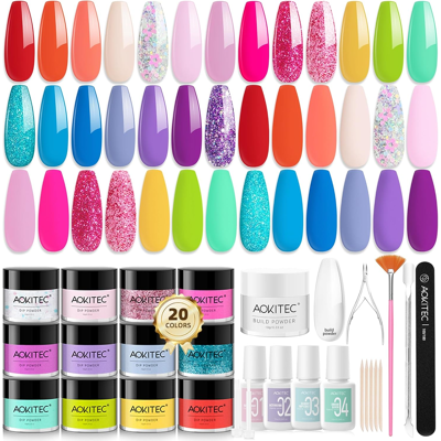 Aokitec 36 Pcs Dip Powder Nail Kit - 21 Summercolours Nail Dipping Powder Kit With Dip B Aokitec 36 Pcs Dip Powder Nail Kit - 21 Summercolours Nail Dipping Powder Kit With Dip B