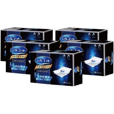 Unicharm Silcot Uruuru Sponge Facial Cotton 40 Sheets 5 Packs Unicharm Silcot Uruuru Sponge Facial Cotton 40 Sheets 5 Packs