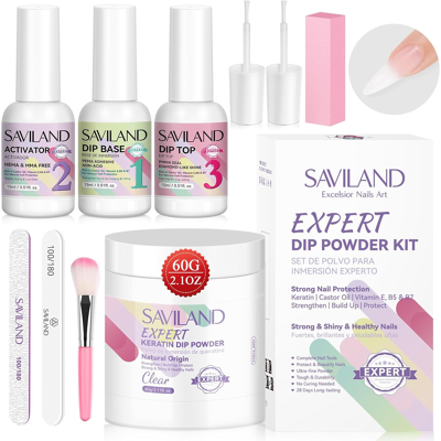 Does Not Apply Dip Powder Nail Kit Starter: 60g/2.1oz Larger Capacity Clear Dip Powder With Dip Does Not Apply Dip Powder Nail Kit Starter: 60g/2.1oz Larger Capacity Clear Dip Powder With Dip