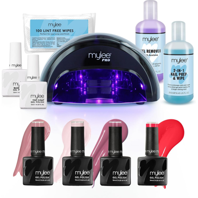 Mylee Complete Professional Gel Nail Polish Led Lamp Kit, 4x Colours, Top & Base Mylee Complete Professional Gel Nail Polish Led Lamp Kit, 4x Colours, Top & Base