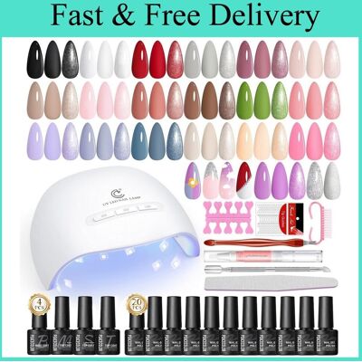 Peacecolor 32pcs Gel Nail Polish Set With Lamp Starter Kit, 20 Colours Black Peacecolor 32pcs Gel Nail Polish Set With Lamp Starter Kit, 20 Colours Black