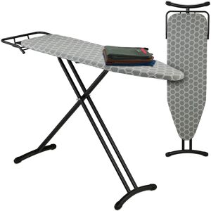Relaxdays Ironing Board Table Steam Iron Height-Adjustable 110x33cm Retractable Rest Grey Relaxdays Ironing Board Table Steam Iron Height-Adjustable 110x33cm Retractable Rest Grey