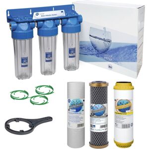 Aquafilter 3 Stage Whole House Water Purifier And Softening Filter Kit Salt Free 3/4\" Bsp N Aquafilter 3 Stage Whole House Water Purifier And Softening Filter Kit Salt Free 3/4\" Bsp N