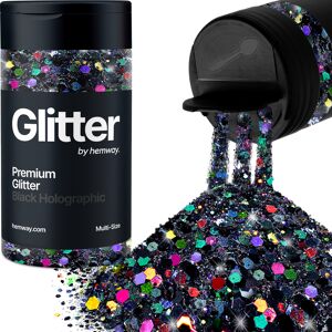 Hemway Multi-Size Glitter Shaker 120g / 4.2oz Black Holographic Cosmetic, Festival, Epoxy Resin, Crafts Hemway Multi-Size Glitter Shaker 120g / 4.2oz Black Holographic Cosmetic, Festival, Epoxy Resin, Crafts
