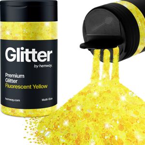 Hemway Multi-Size Glitter Shaker 120g / 4.2oz Fluorescent Yellow Cosmetic, Festival, Epoxy Resin, Crafts Hemway Multi-Size Glitter Shaker 120g / 4.2oz Fluorescent Yellow Cosmetic, Festival, Epoxy Resin, Crafts