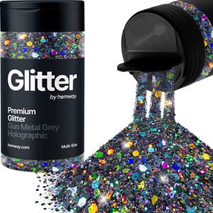 Hemway Multi-Size Glitter Shaker 120g / 4.2oz Gun Metal Grey Holographic Cosmetic, Festival, Epoxy Resin, Crafts Hemway Multi-Size Glitter Shaker 120g / 4.2oz Gun Metal Grey Holographic Cosmetic, Festival, Epoxy Resin, Crafts