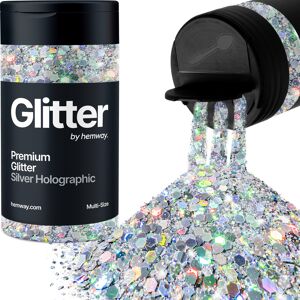 Hemway Multi-Size Glitter Shaker 120g / 4.2oz Silver Holographic Cosmetic, Festival, Epoxy Resin, Crafts Hemway Multi-Size Glitter Shaker 120g / 4.2oz Silver Holographic Cosmetic, Festival, Epoxy Resin, Crafts